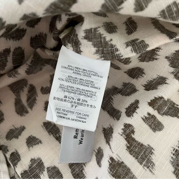 J. Crew Cheetah Print Linen Blend Perfect Button Down Shirt, Size 0 NWOT - Picture 9 of 11
